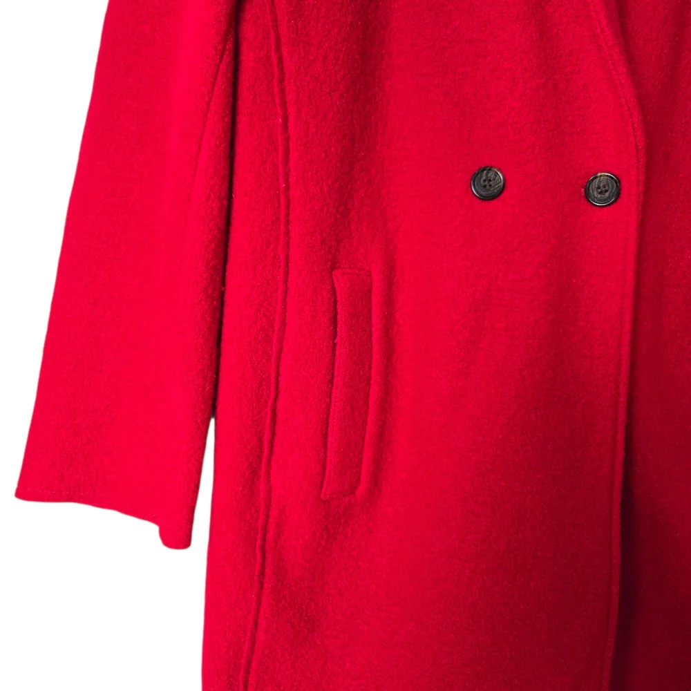 J.Crew Daphne Italian Boiled‎ Wool Red Double Breasted Unlined Coat Women Size 6